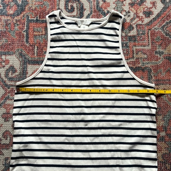H&M Striped High Neck Ribbed Tank Top - Black and Cream - Picture 2 of 5